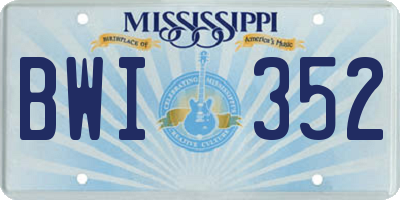 MS license plate BWI352