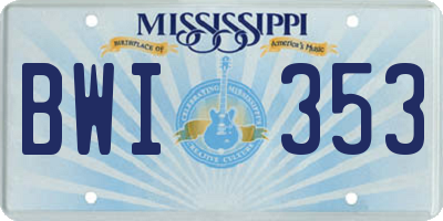 MS license plate BWI353