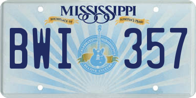 MS license plate BWI357