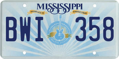 MS license plate BWI358