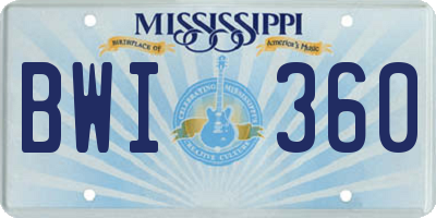 MS license plate BWI360