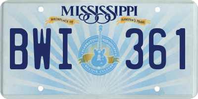 MS license plate BWI361