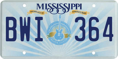 MS license plate BWI364