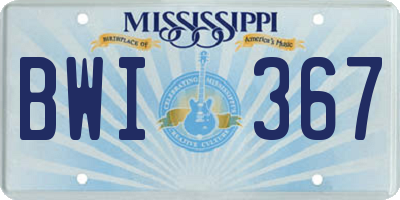 MS license plate BWI367