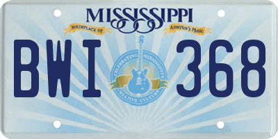 MS license plate BWI368
