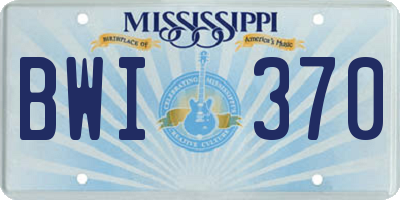 MS license plate BWI370
