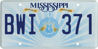 MS license plate BWI371