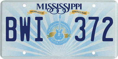 MS license plate BWI372