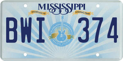 MS license plate BWI374