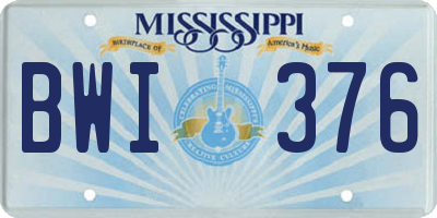 MS license plate BWI376