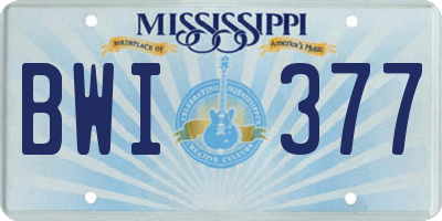 MS license plate BWI377