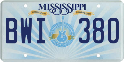 MS license plate BWI380