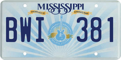 MS license plate BWI381