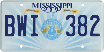 MS license plate BWI382