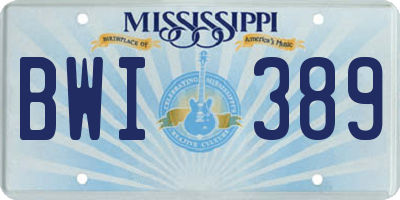 MS license plate BWI389