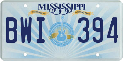 MS license plate BWI394