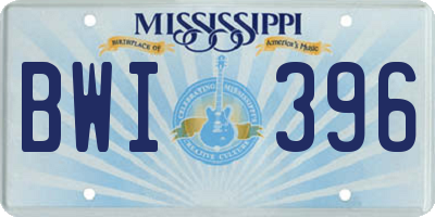 MS license plate BWI396