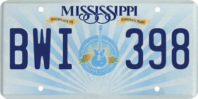 MS license plate BWI398