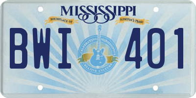 MS license plate BWI401