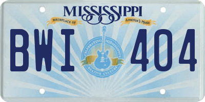 MS license plate BWI404