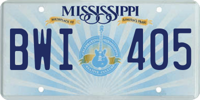 MS license plate BWI405