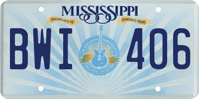 MS license plate BWI406