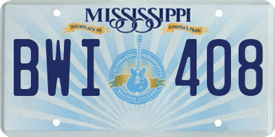 MS license plate BWI408