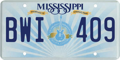 MS license plate BWI409
