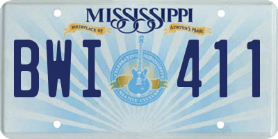 MS license plate BWI411