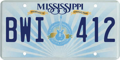 MS license plate BWI412