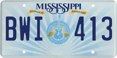 MS license plate BWI413