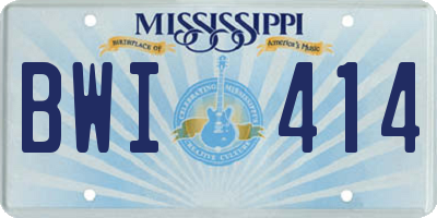 MS license plate BWI414