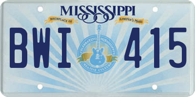 MS license plate BWI415