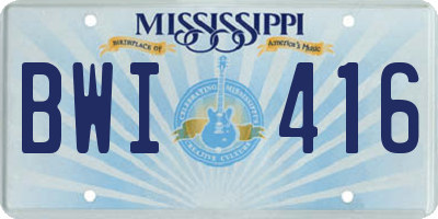 MS license plate BWI416