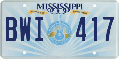 MS license plate BWI417