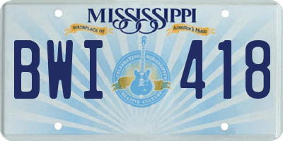 MS license plate BWI418
