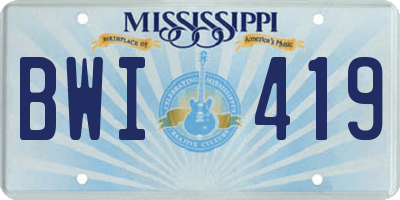 MS license plate BWI419