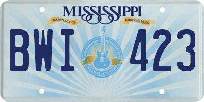 MS license plate BWI423
