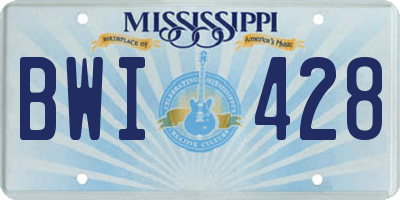 MS license plate BWI428