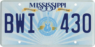 MS license plate BWI430