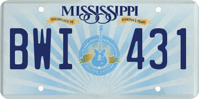 MS license plate BWI431
