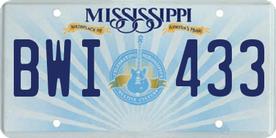 MS license plate BWI433
