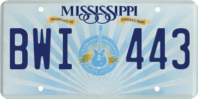 MS license plate BWI443