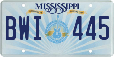 MS license plate BWI445