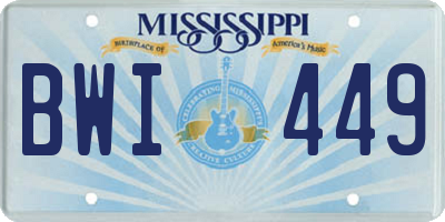MS license plate BWI449