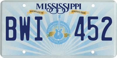 MS license plate BWI452
