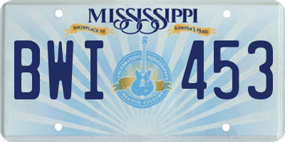 MS license plate BWI453