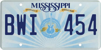 MS license plate BWI454