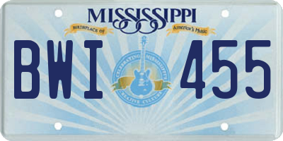 MS license plate BWI455