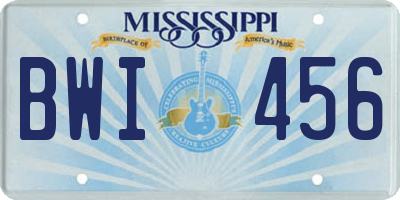 MS license plate BWI456